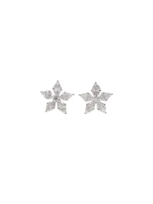 0.88ct Diamond 18K Gold Flower Earrings