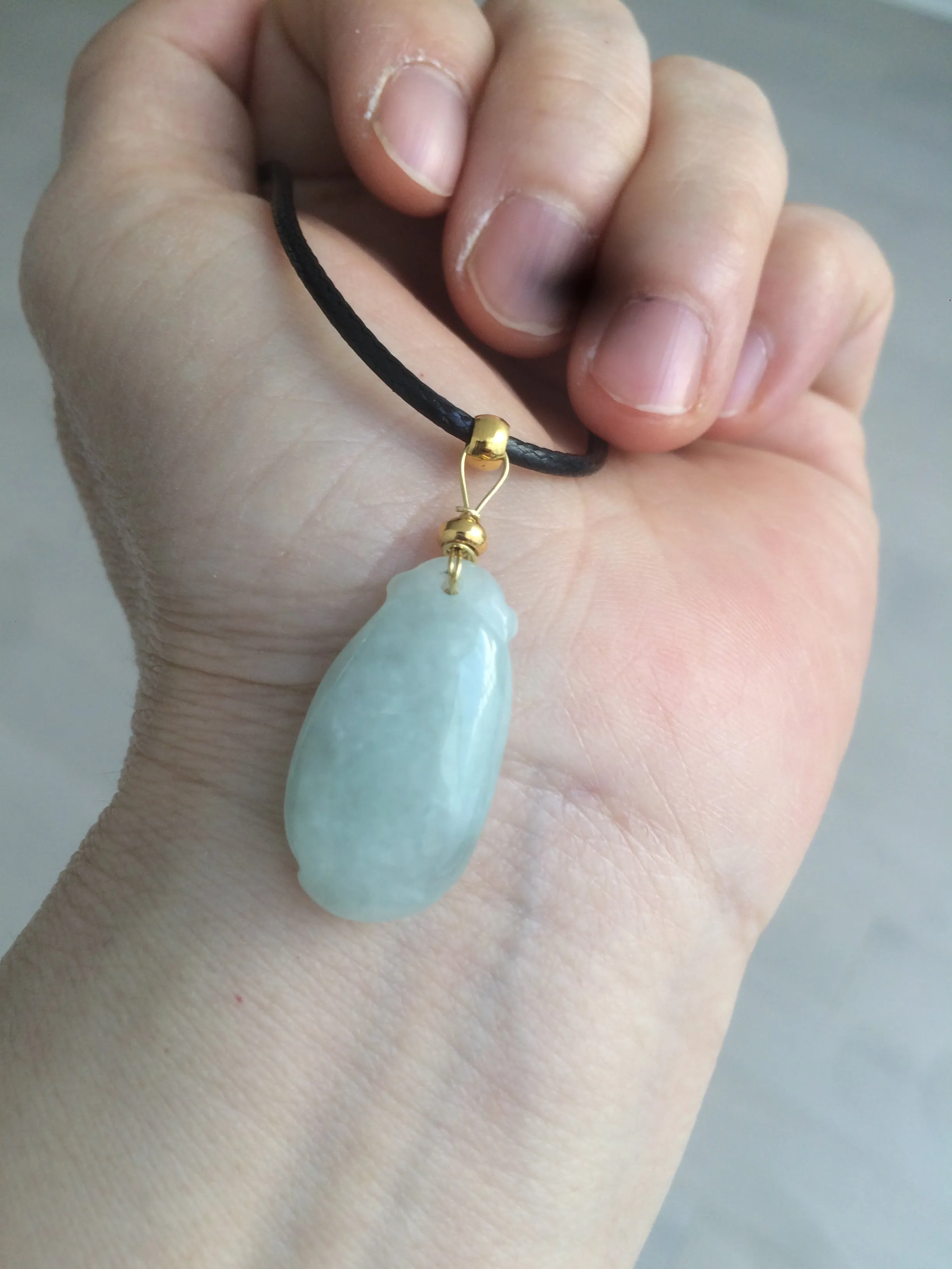 100% natural type A icy white blessed melon Jadeite Jade pendant AF24