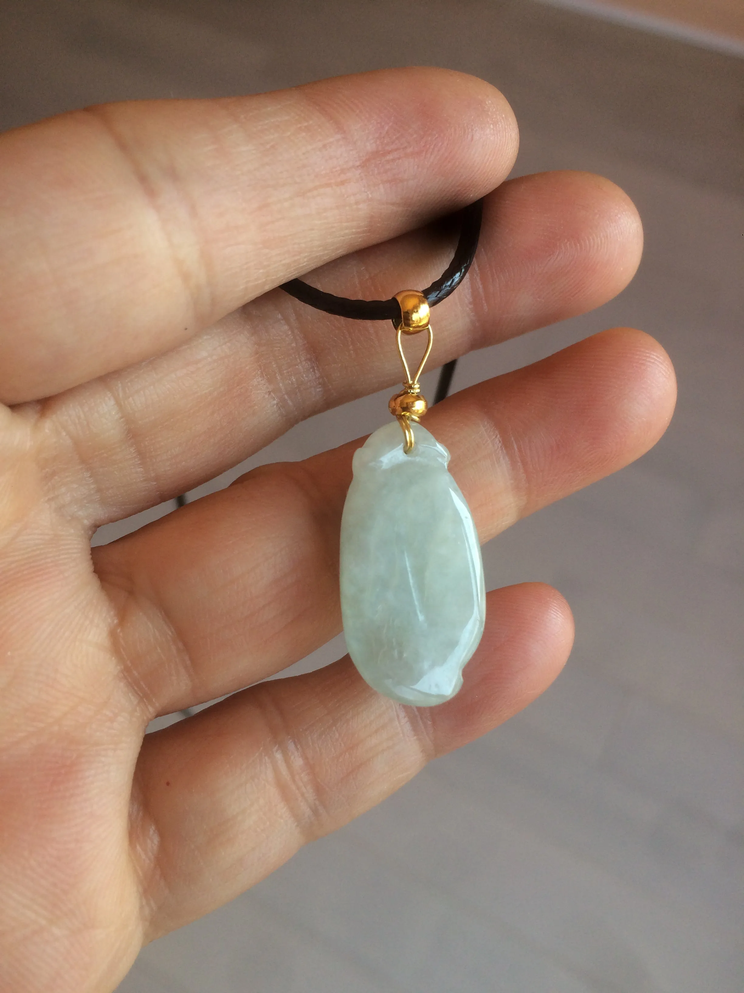 100% natural type A icy white blessed melon Jadeite Jade pendant AF24