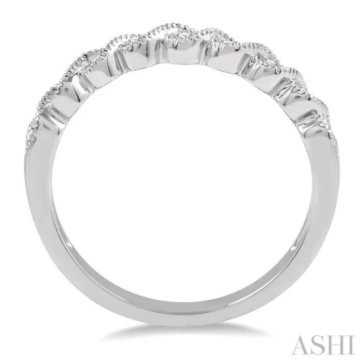 1/10 Ctw Oval Lattice Round Cut Diamond Ladies Ring in 14K White Gold