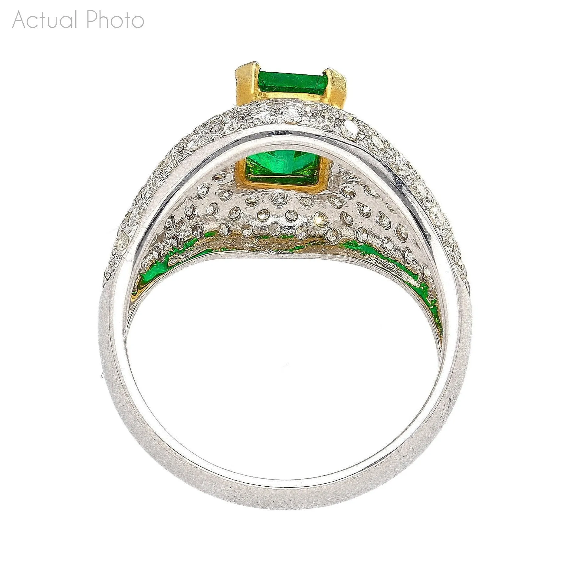 1.25 Carat Zambian Emerald and Diamond Pave Cluster Art Deco Ring