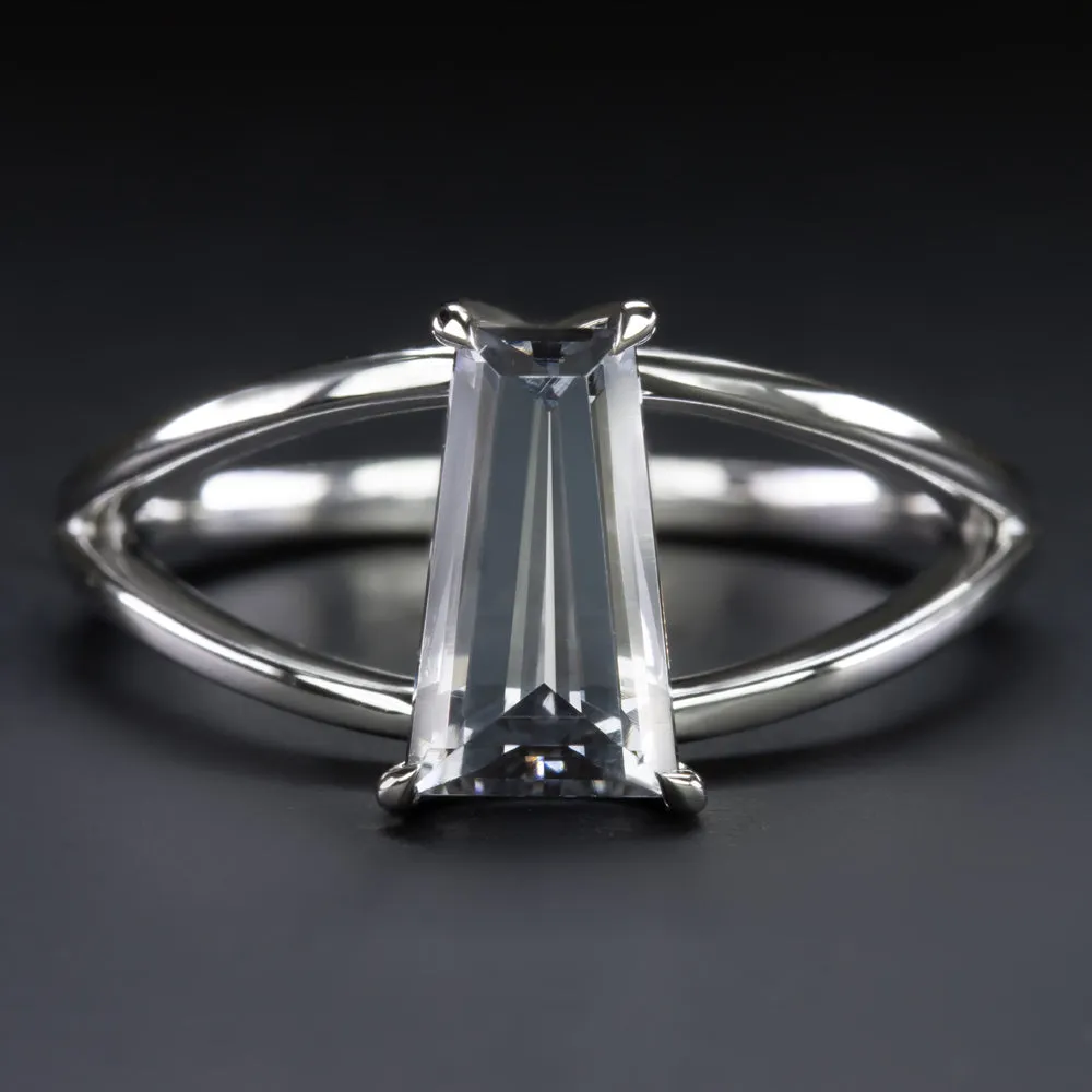 1.35ct SPINEL COCKTAIL RING 14k WHITE GOLD SPLIT SHANK PURPLE GRAY BAGUETTE