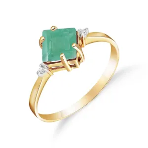 1.46 Carat 14K Solid Yellow Gold Love In A Frame Emerald Diamond Ring