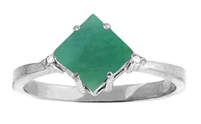 1.46 Carat 14K Solid Yellow Gold Love In A Frame Emerald Diamond Ring