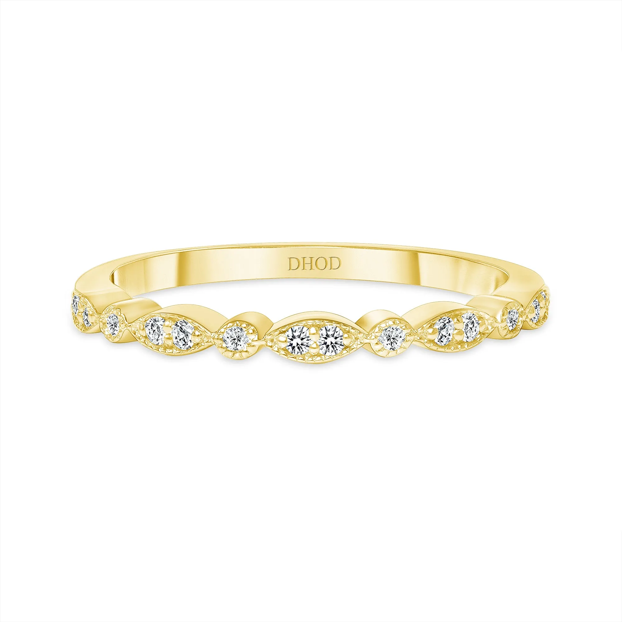 14K Gold Art Deco Diamond Wedding Band