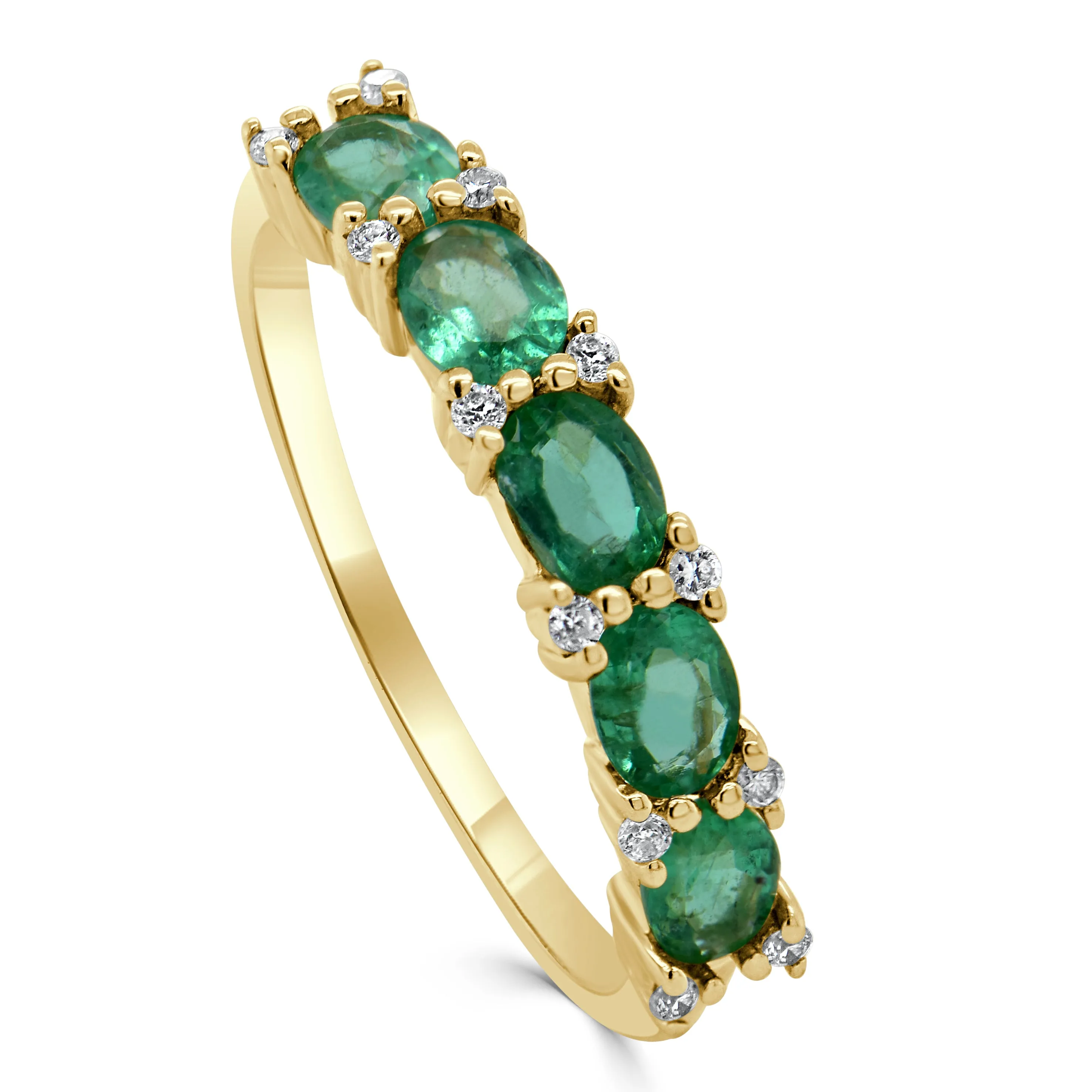 14K Gold, Diamond & Oval Emerald Ring