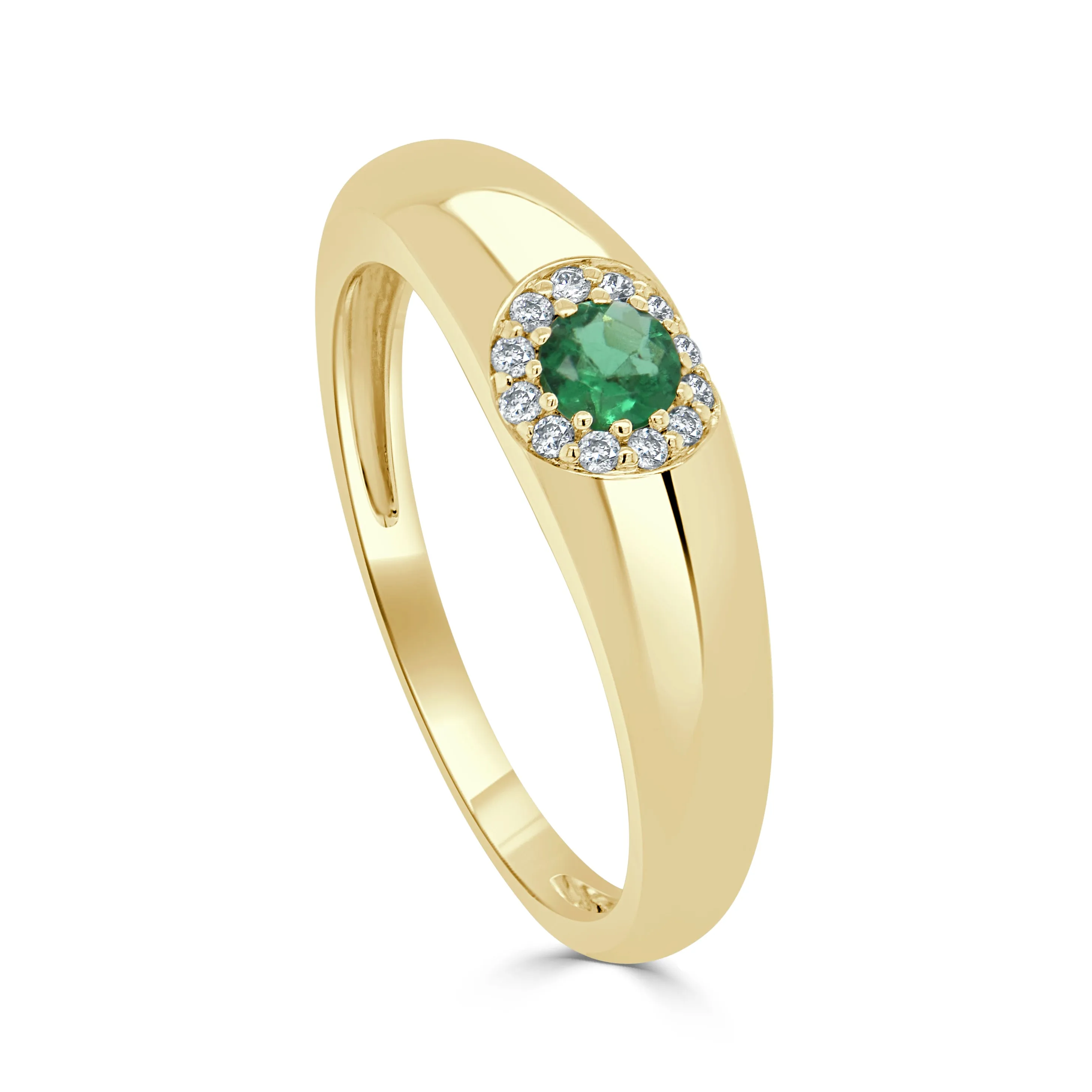 14K Gold Emerald & Diamond Band