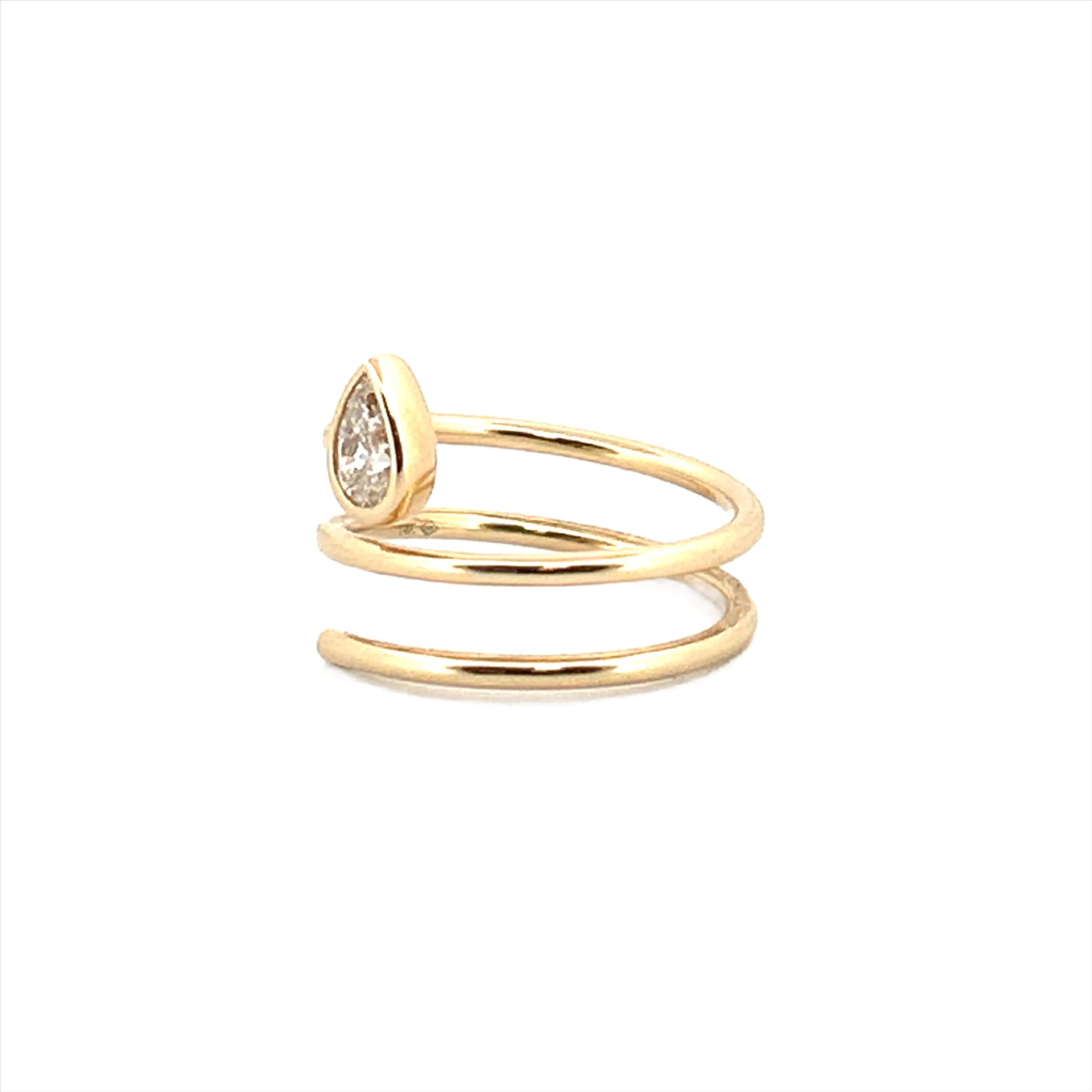 14K Gold Wrapped Pear Bezel Diamond Ring