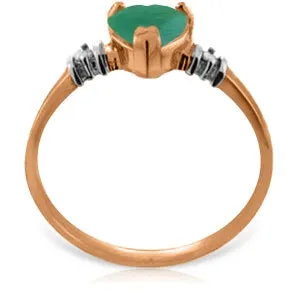 14K Solid Rose Gold Ring w/ Natural Emerald & Diamonds