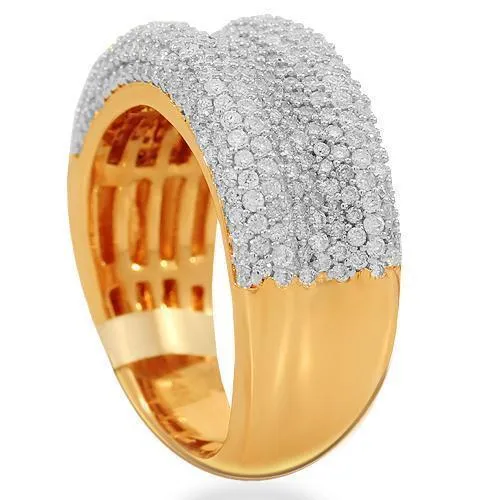 14K Solid Rose Gold Womens Diamond Cocktail Ring 1.45 Ctw