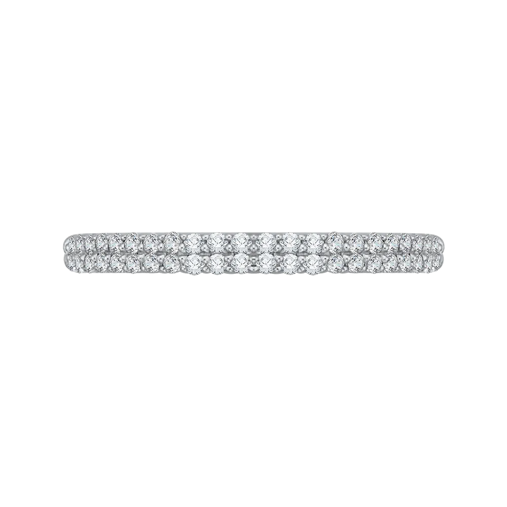 14K White Gold Round Diamond Half Eternity Wedding Band