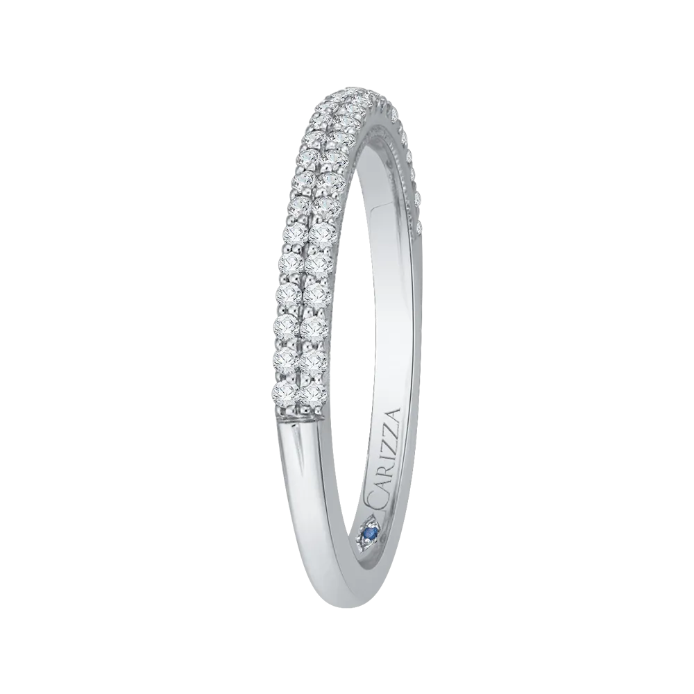 14K White Gold Round Diamond Half Eternity Wedding Band