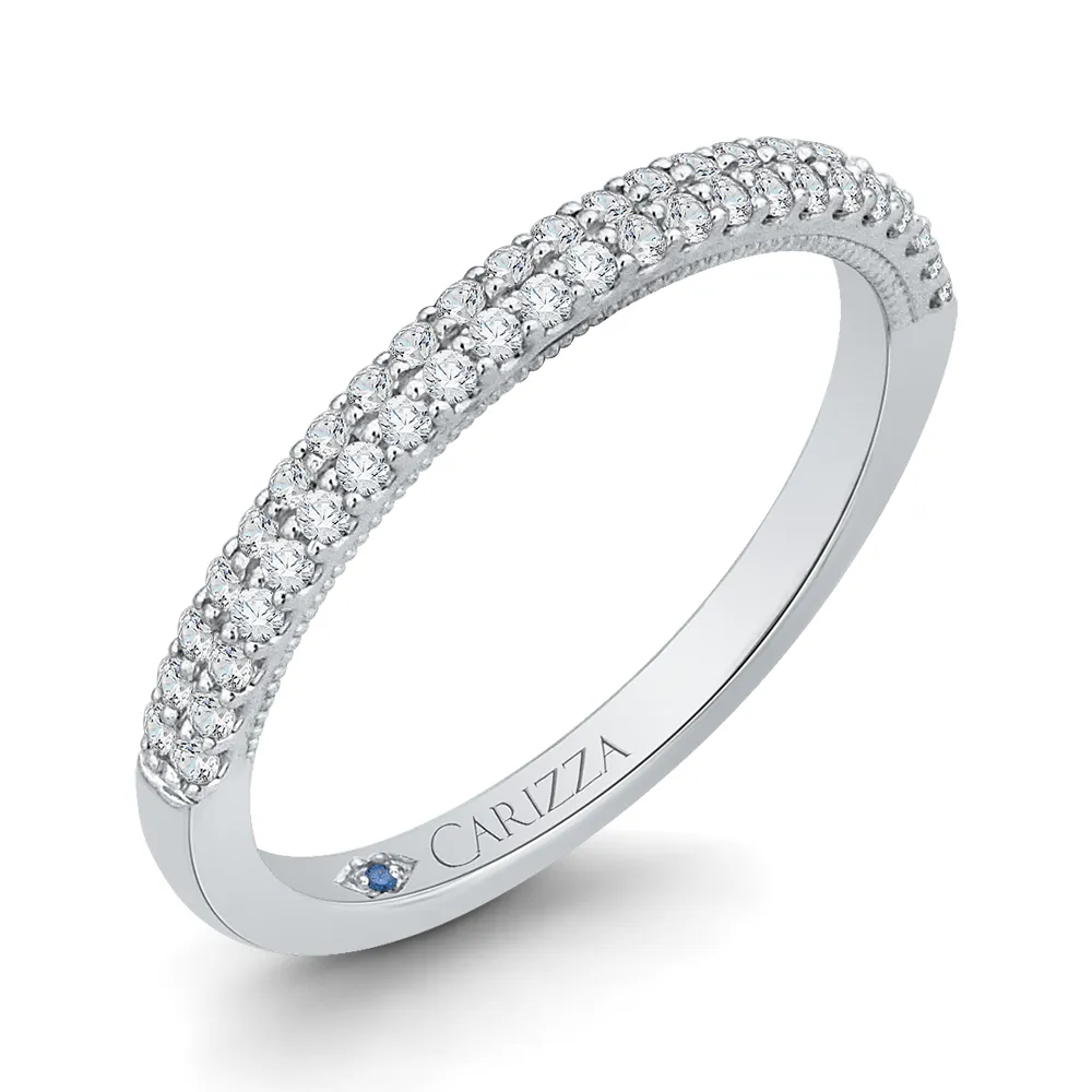 14K White Gold Round Diamond Half Eternity Wedding Band