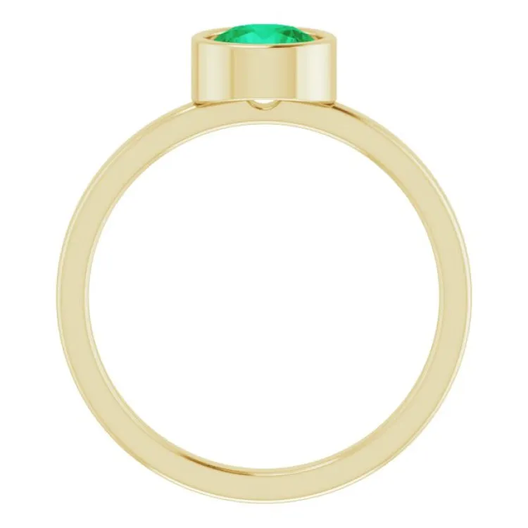 14K Yellow 6 mm Lab-Grown Emerald Ring