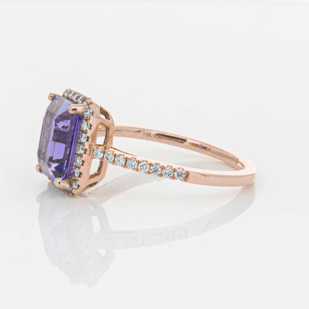 18ct Rose Gold 2.55ct Tanzanite & Diamond Ring