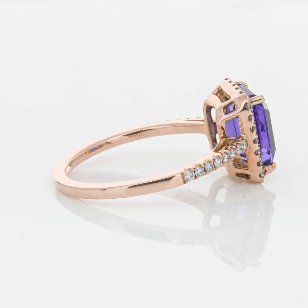 18ct Rose Gold 2.55ct Tanzanite & Diamond Ring