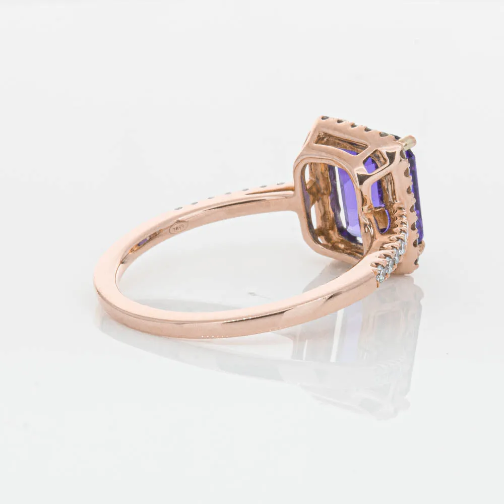 18ct Rose Gold 2.55ct Tanzanite & Diamond Ring