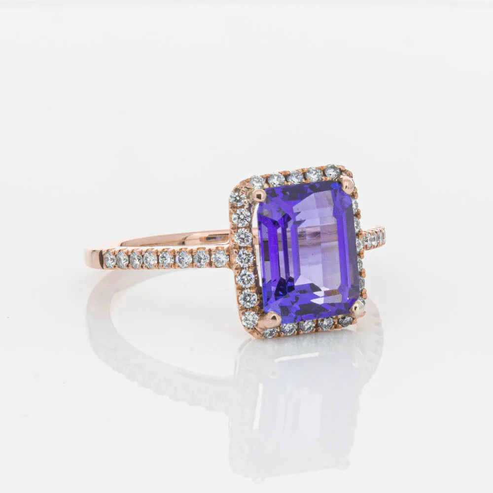 18ct Rose Gold 2.55ct Tanzanite & Diamond Ring