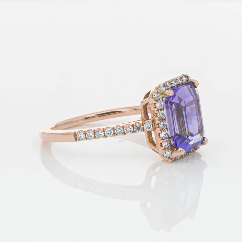 18ct Rose Gold 2.55ct Tanzanite & Diamond Ring