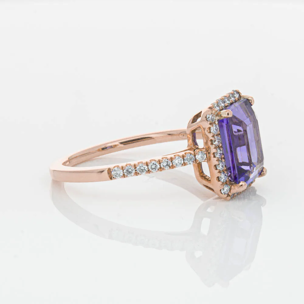 18ct Rose Gold 2.55ct Tanzanite & Diamond Ring