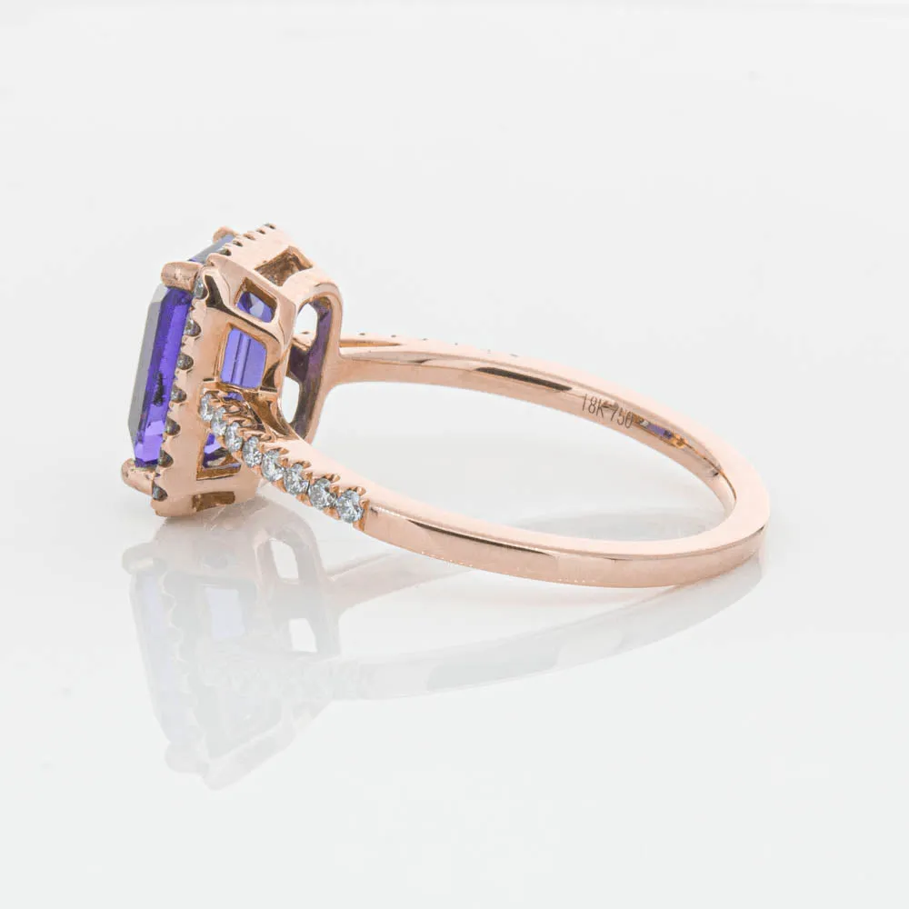 18ct Rose Gold 2.55ct Tanzanite & Diamond Ring