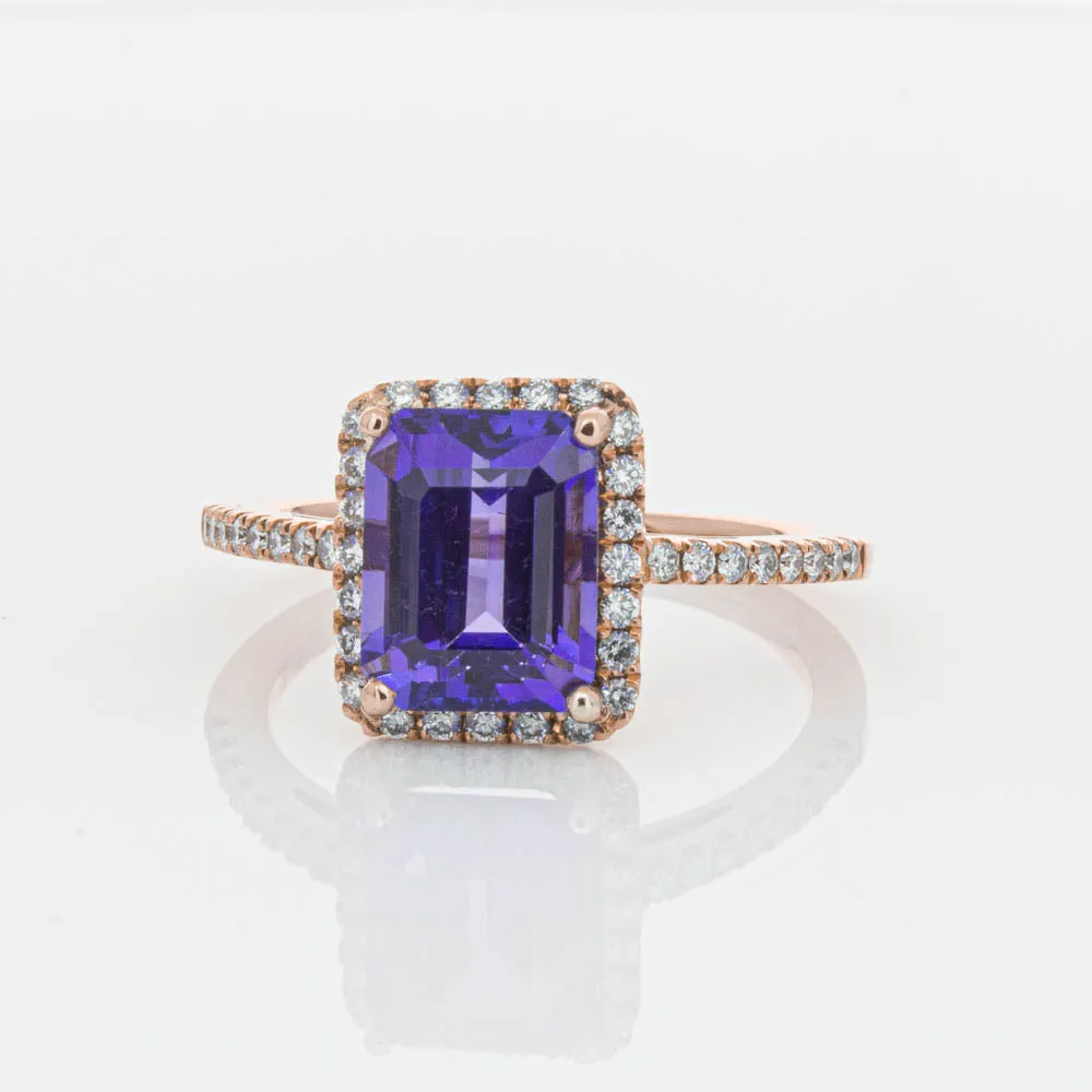 18ct Rose Gold 2.55ct Tanzanite & Diamond Ring