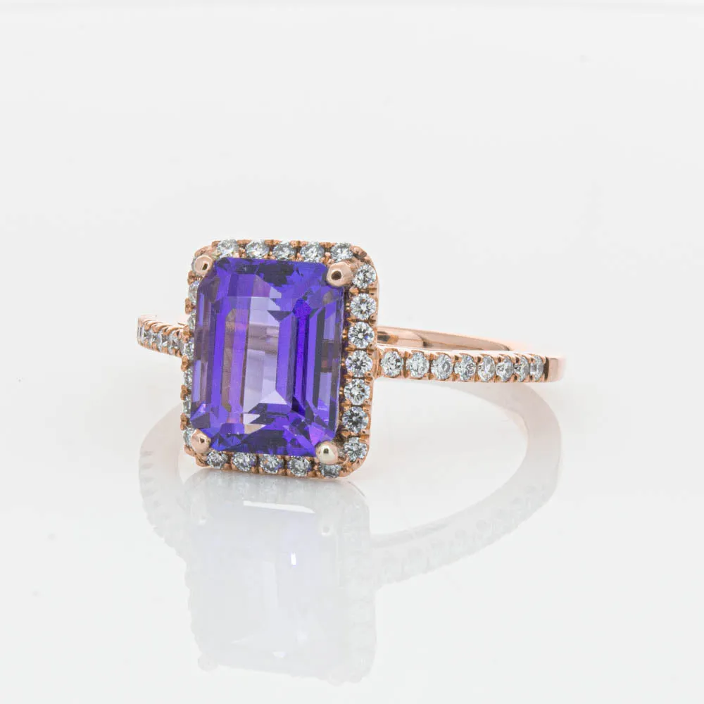 18ct Rose Gold 2.55ct Tanzanite & Diamond Ring