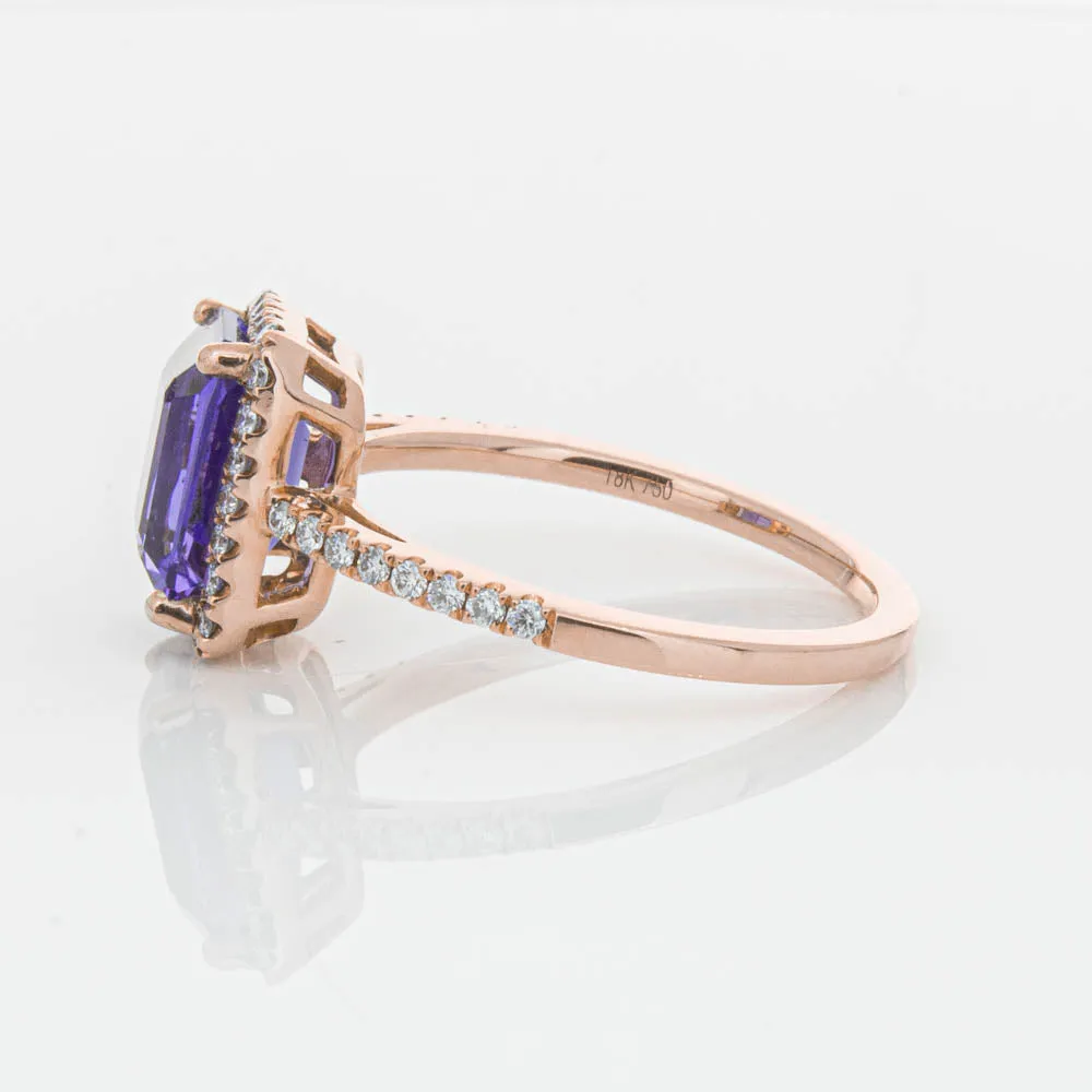 18ct Rose Gold 2.55ct Tanzanite & Diamond Ring