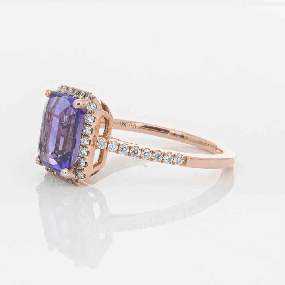 18ct Rose Gold 2.55ct Tanzanite & Diamond Ring