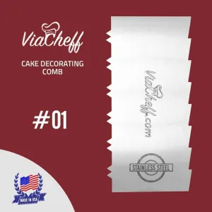 2-Sided Stainless Steel Cake Decorating Comb #1 (4" X 8")