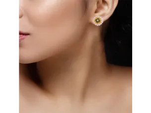 22k Majestic Pearl & Green Beads Tushi Gold Stud Earrings