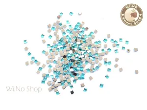 2mm Blue Aquamarine Square Flatback Acrylic Rhinestone Nail Art - 100 pcs