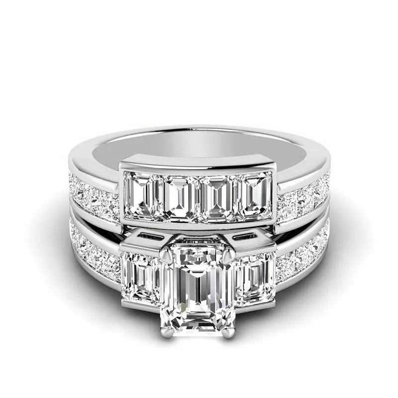 3.05-5.55 CT Princess & Emerald Cut Lab Grown Diamonds - Bridal Set