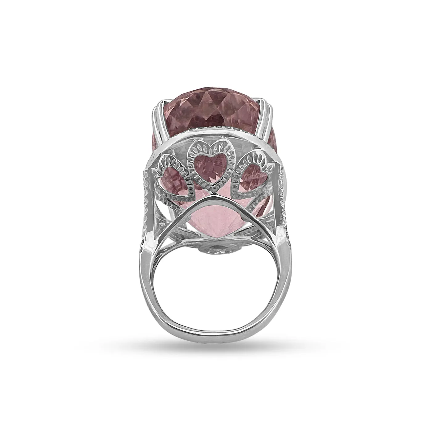 71cts Oval Kunzite and Diamond Cocktail Ring in 14k White Gold