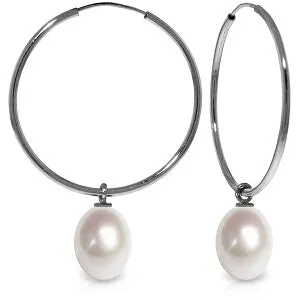 8 Carat 14K Solid White Gold Pearl Pleasure Pearl Earrings