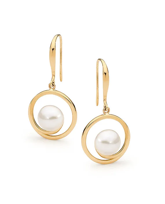 9ct Freshwater Pearl Hook Earrings IP385-E9Y