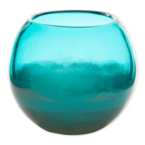 Accent Plus Small Aqua Fish Bowl Vase - Decorative Glass Home Décor