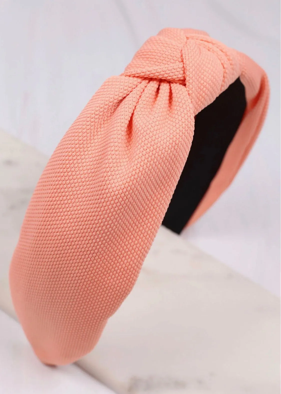 Accessories/Gifts - Textured Fabric, Knot Headband, Peach