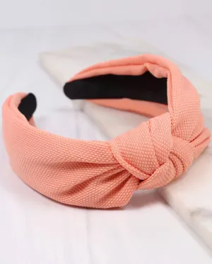 Accessories/Gifts - Textured Fabric, Knot Headband, Peach