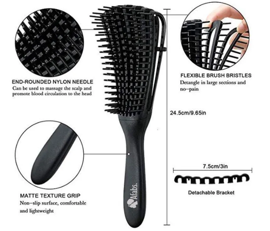 Afabs® Detangler brush | Detangling brush | Comb for curls | Afro hair brush | Black