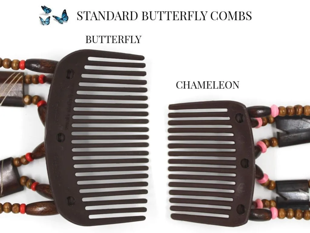 African Butterfly Chameleon Hair Comb - Dalena Black 37