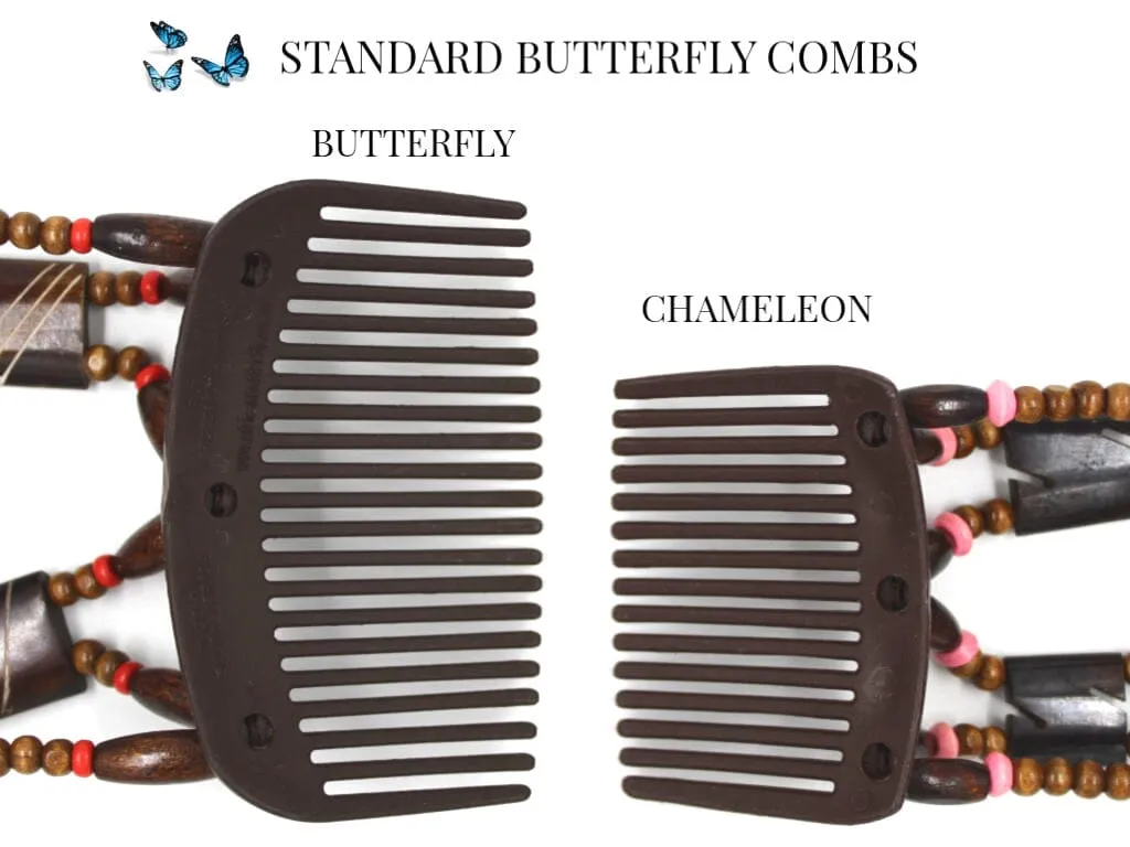 African Butterfly Chameleon Hair Comb - Dupla Black 36