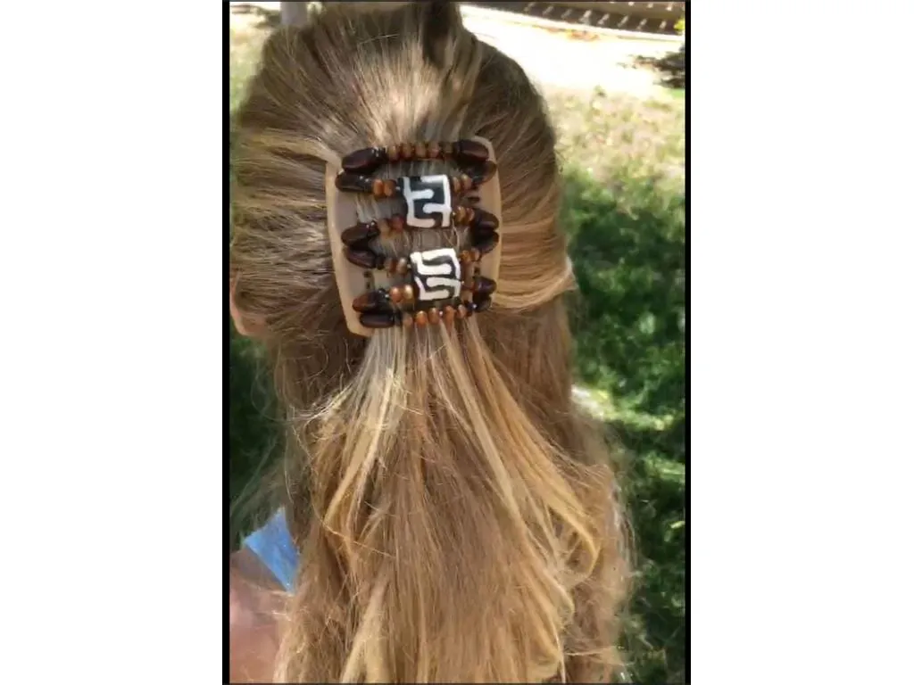 African Butterfly Chameleon Hair Comb - Dupla Brown 60