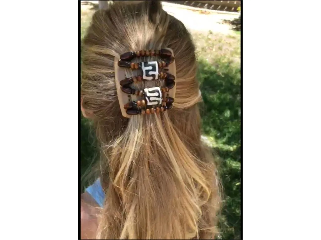 African Butterfly Chameleon Hair Comb - Ndebele Brown 92