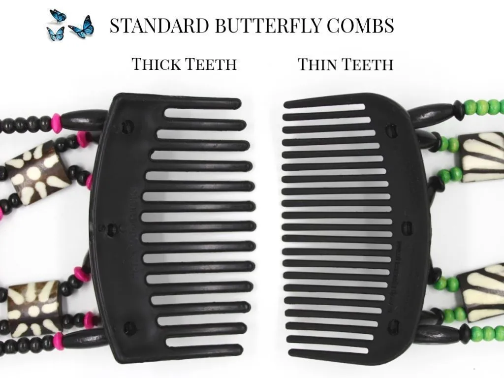 African Butterfly Thick Hair Comb - Ndalena Clear 87