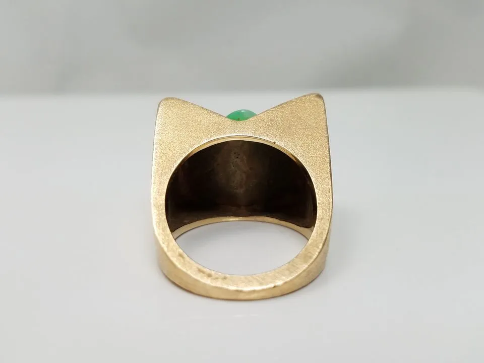 Amazing Vintage 13k Gold Natural Jade Ring