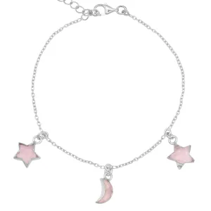 Amelia Rose Quartz Star & Moon Charm Bracelet | 925 Sterling Silver