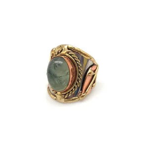 Anju Mixed Metal and Moss Agate Stone Ring