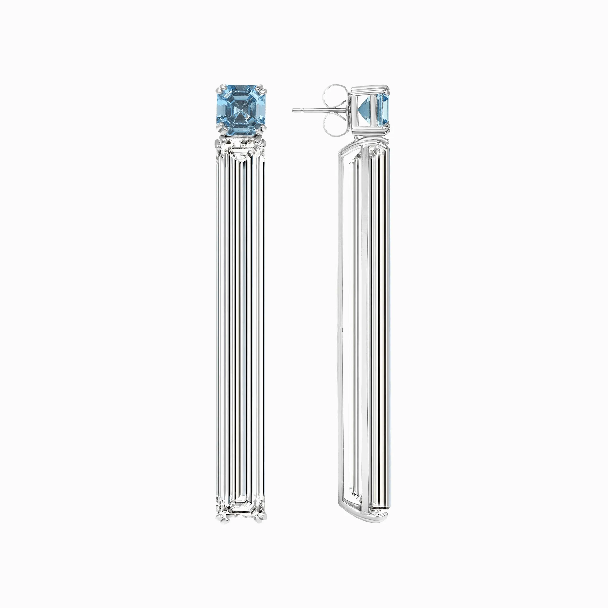 Aquamarine & Rock Crystal Earrings