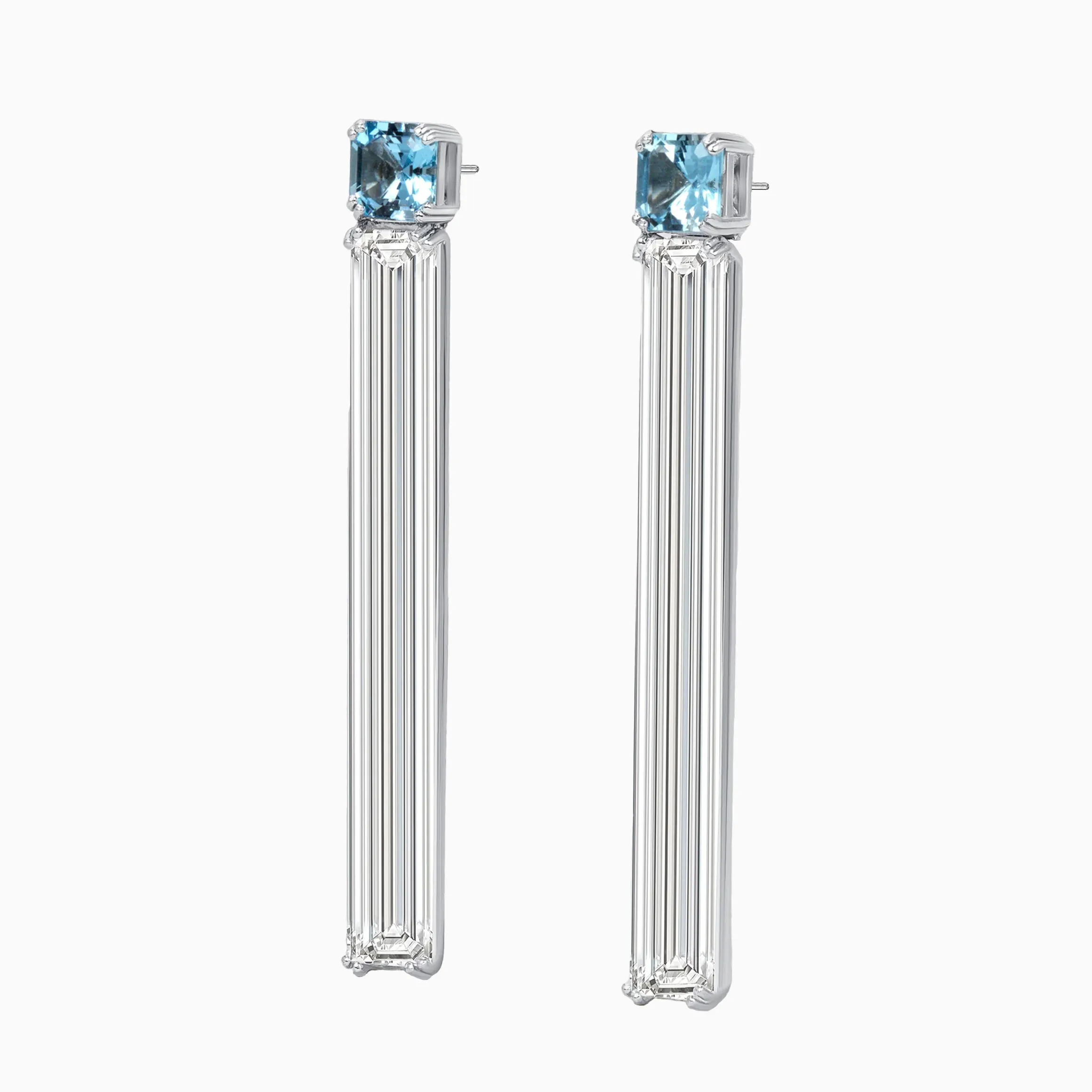 Aquamarine & Rock Crystal Earrings